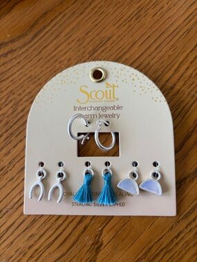 Scout Interchangeable Charm Earrings Jewelry Set - Teal and White Opal